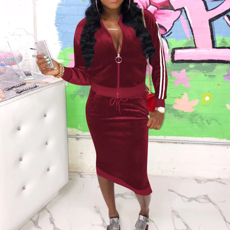 Комплект из двух предметов с юбкой осенняя куртка на молнии длинным рукавом +