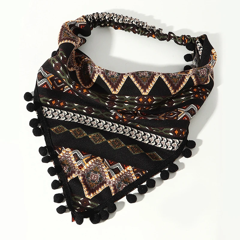 

Ethnic Style Tassel Headband Fashion Colorful Autumn Winter Turban Headwrap Hairband Bohemia Elastic Hair Bands Hair Accessories