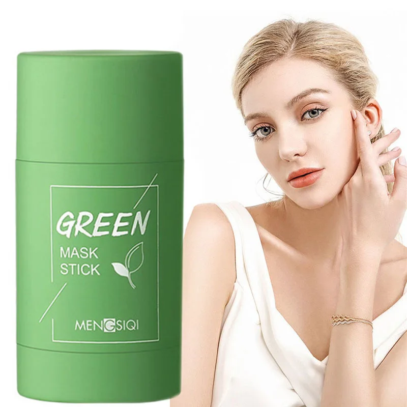 

Green Tea Cleansing Mud Mask Stick Oil Control Eggplant Anti-Acne Moisturizing Remove Blackhead Fine Pores Mask Skin Care 40g