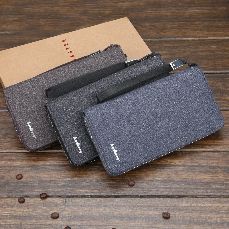 Портмоне baellerry Твердый длинный мужской бумажник холщовые с застежкой молнией Porta