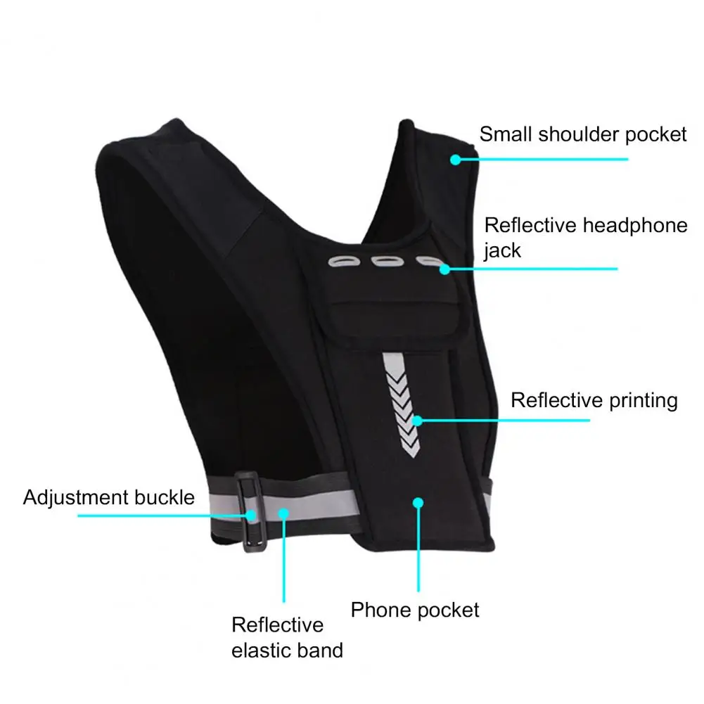 Жилет для бега Регулируемый универсальный многофункциональный светоотражающий