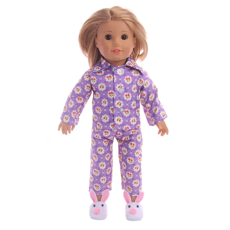 Цветочный пижамный комплект подходит для 18 дюймовых американских кукол и 43 см