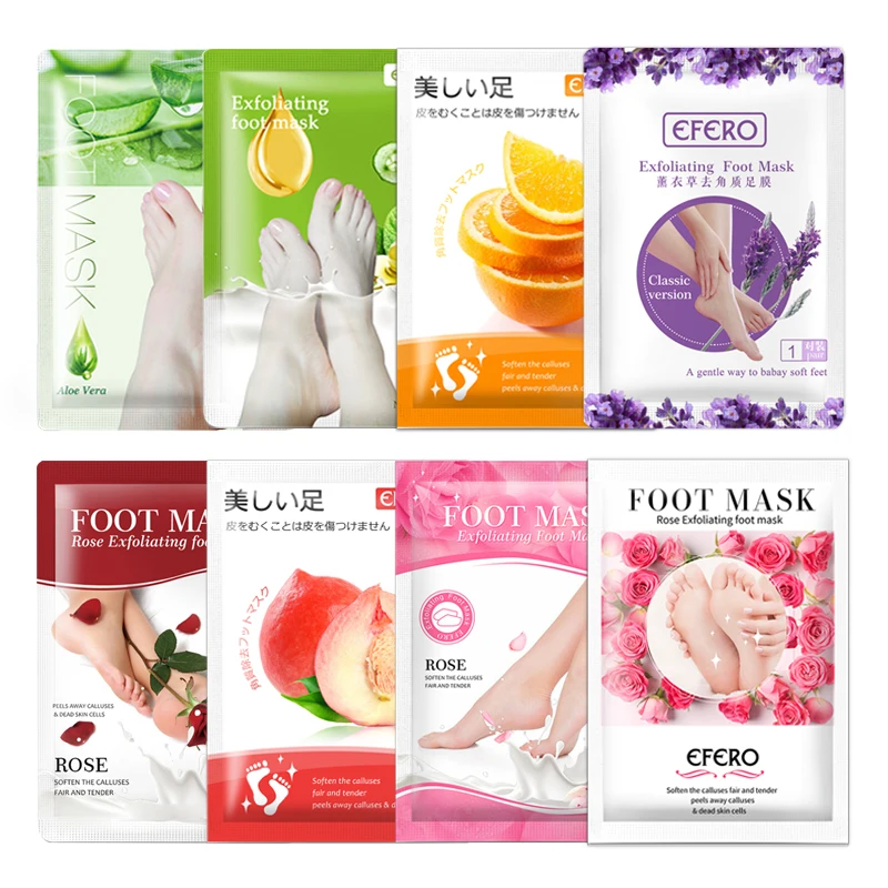 

8Packs EFERO Exfoliating Foot Masks Pedicure Socks Exfoliation for Feet Mask Remove Dead Skin Heels Foot Peeling Mask Foot Patch