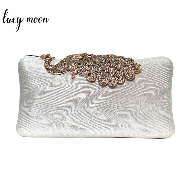 Серебристый клатч Женский Свадебный Кошелек со стразами сумочка из