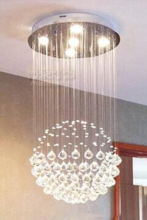 Dia50 H80cm 5LED Современная лестница светодиодный хрустальные люстры освещение приспособление для отеля лобби фойе шар форма капли дождя подвесной светильник - Цвет абажура: Dia50 H80cm 5LED