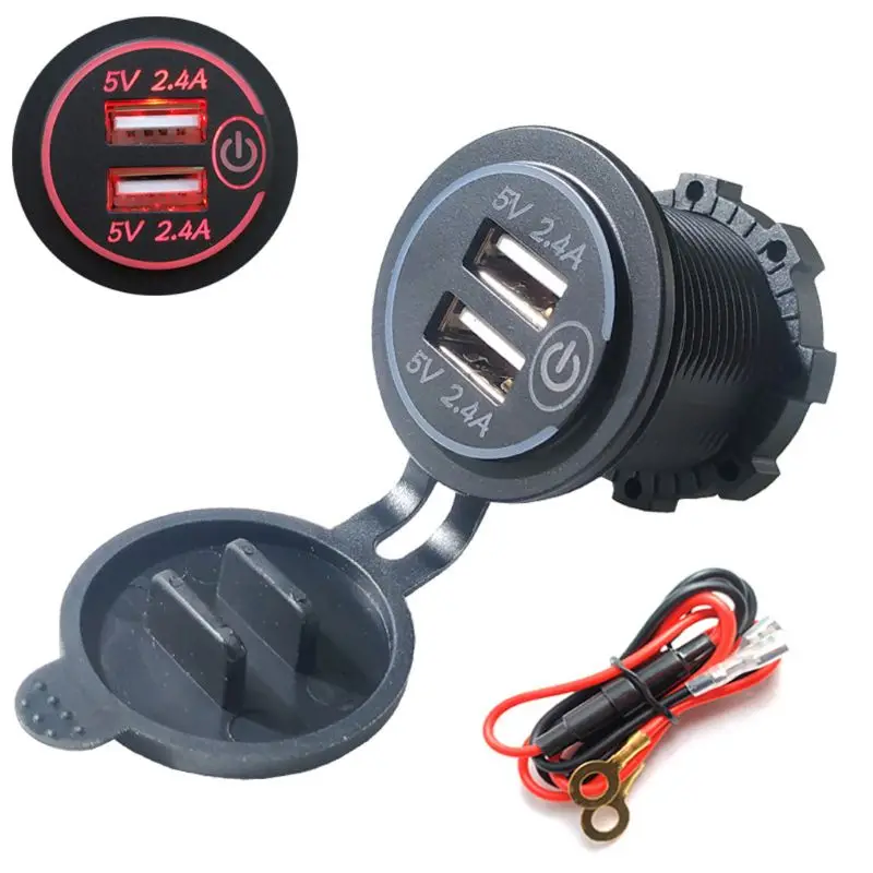 12V/24V Водонепроницаемый 2.4A Dual USB Зарядное устройство гнездо Мощность розетка с