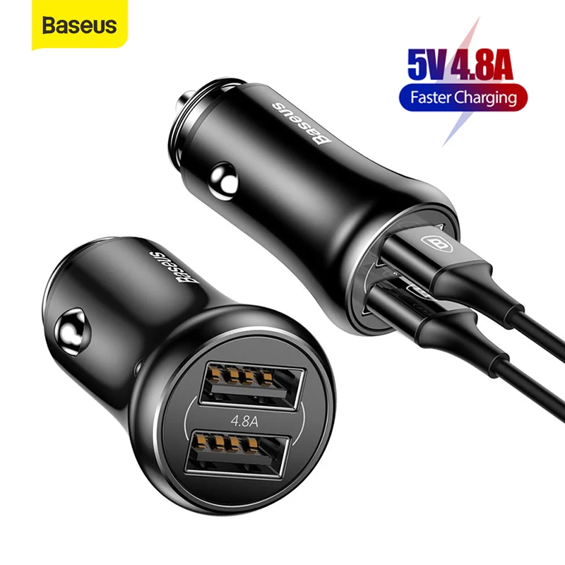Автомобильное зарядное устройство Baseus 4.8A с двумя usb портами для быстрой зарядки 5