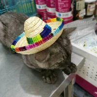 pet products straw mini dog straw hat mexican straw hat cat sun hat sun protection in summer dog helmet puppy accessories