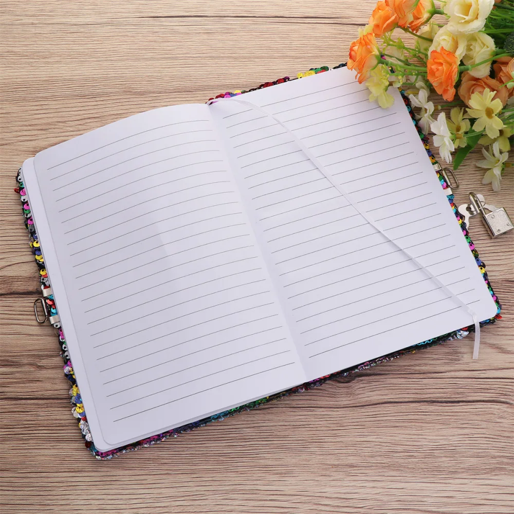 

PET Sequin Notebook Notepad Memo Notebook with Lock Note Pads Schedule Checklist for Diary Journal Travel (Colorful)