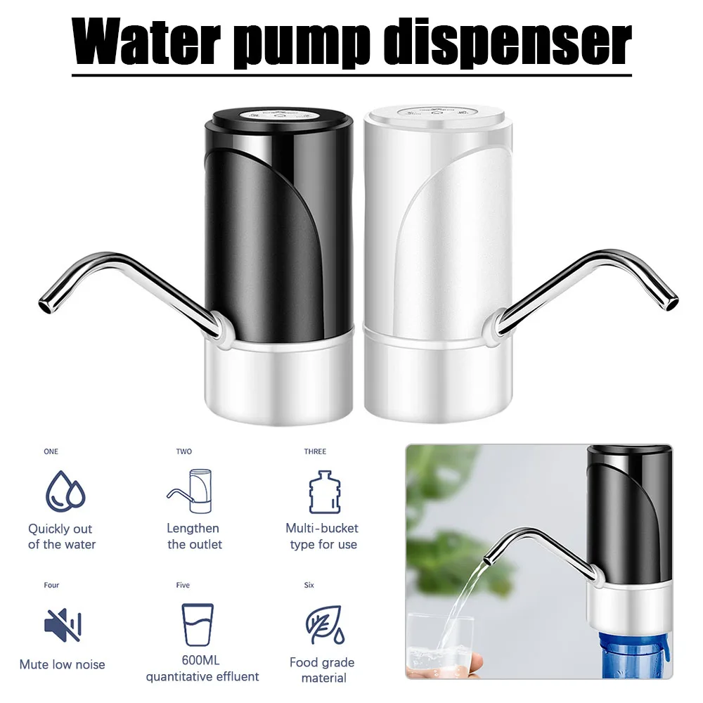 

Water Pump Portable USB Charge Automatic Electric Drinking Water Bottle Pump Dispenser for Home Office White