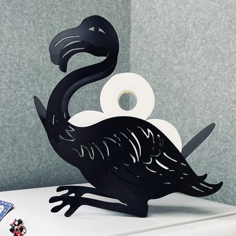 

N0HB Toilet Paper Roll Holder Metal Wall Mounted Free Standing Bathroom Tissue Storage Owl/Swan/ Peacock/Crane/Bird Styles