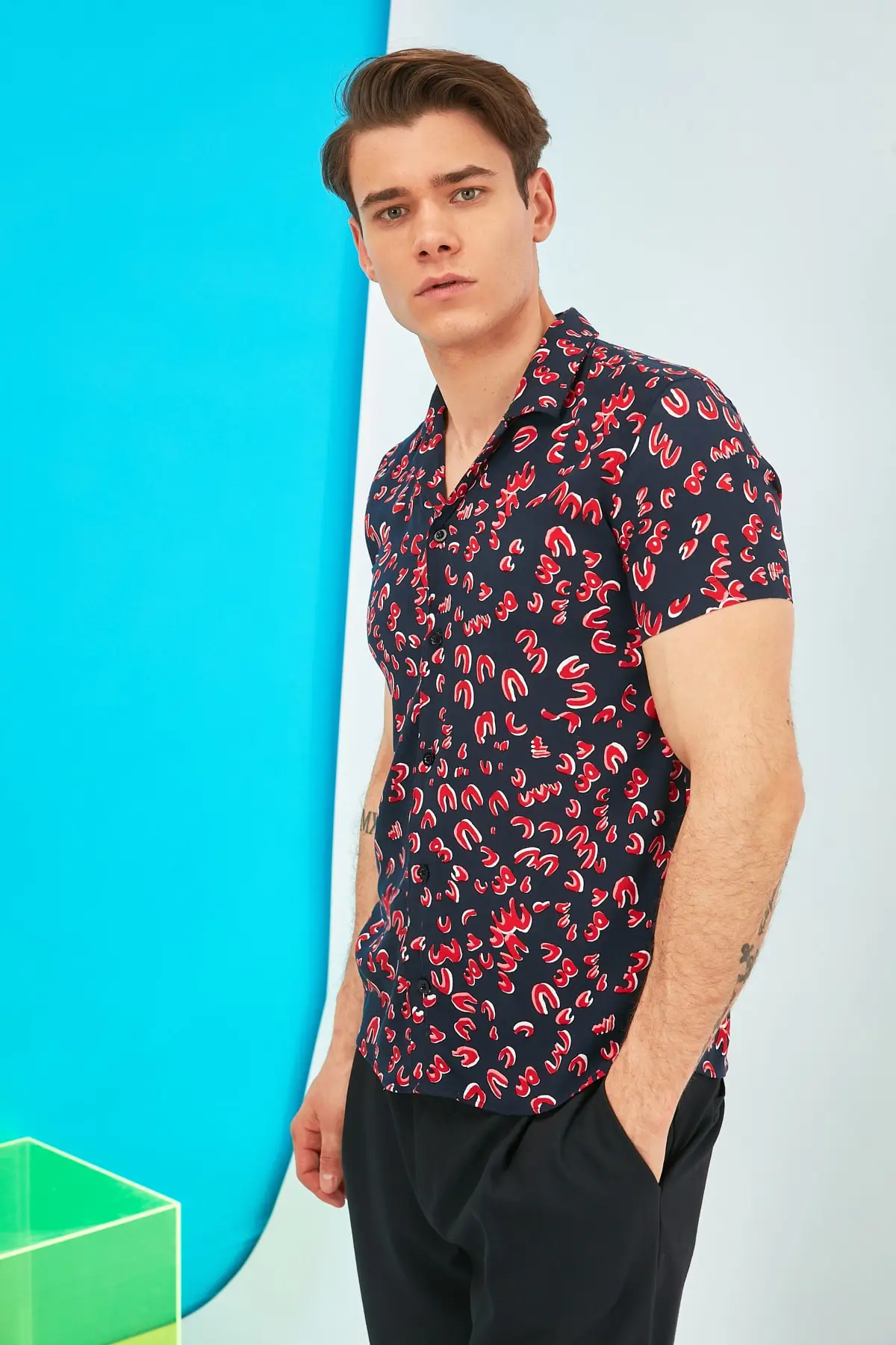 

Trendyol Male Regular Fit Apa Collar Short Sleeve Shirt TMNSS21GO1070