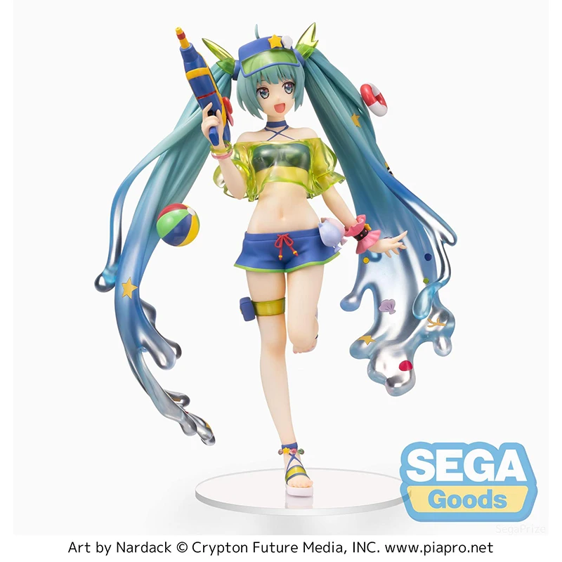 Фигурка аниме, оригинальный водяной пистолет FuRyu SEGA Summer Ver. Miku экшн-фигурки, BiCute, коллекционные модели игрушек, подарок, бесплатная доставка