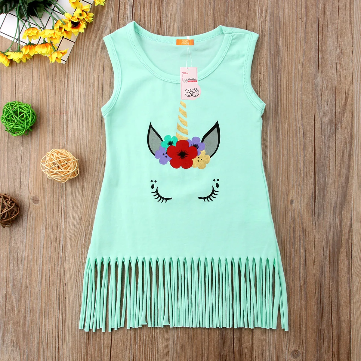 Lovely Fruit Pineapple Sleeveless Kids Toddler Baby Girl Princess Summer Beachwear Party Tassel Dresses Clothes 0-5 Years | Детская