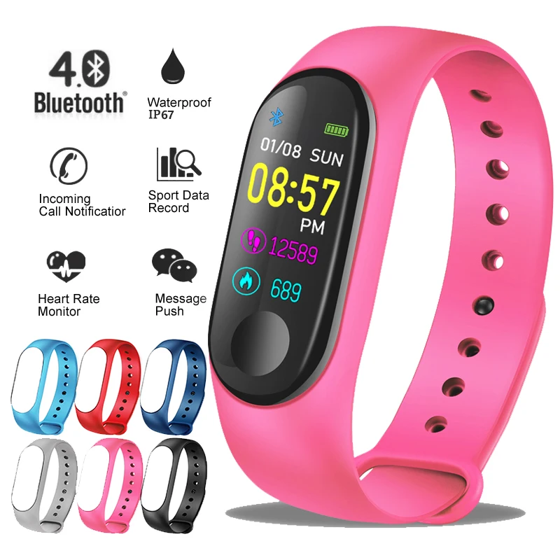 LIGE Smart Bracelet LED Color Screen Sport Watch Men Wristband Fitness Heart Rate Pedometer Tracking Detection smart watch | Электроника