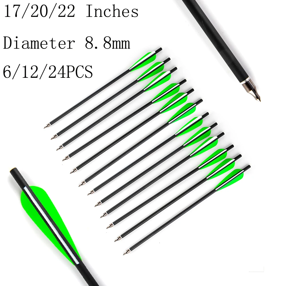 

Mix Carbon Crossbow Arrow 17/20/22 Inches Diameter 8.8mm with 125 Grain Head for Archery Shooting