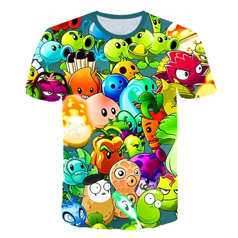

Kids Clothes Plants Vs Zombies T-Shirt Funny Cartoon T-shirt Casual Girls Boy Clothes 3D Printed Polyester Kids Clothes