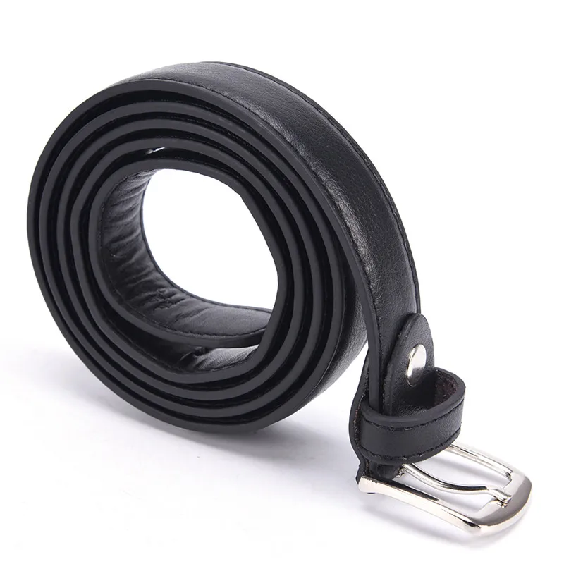 Ремень из искусственной кожи Женский круглый металлический пояс чёрный/Белый
