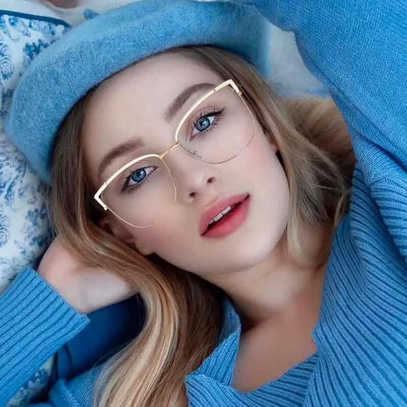 

ELECCION Cat Eye Ultralight Glasses Frames Retro Men Women Optical Fashion Computer Glasses frame with Spring Temple