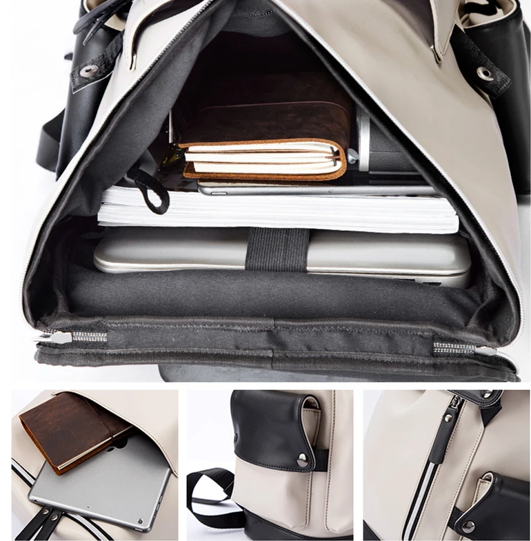 

New Male Fashion Casual Bag Men Women Waterproof Backpack male shoulder bags Brown leather Travel