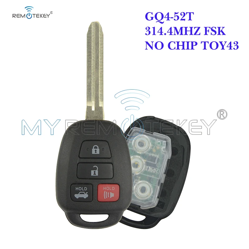 Remtekey 4 Buttons For Toyota Rav4 Highlander Fcc Id :Gq4 -52t 314 .4mhz no Chip car key | Автомобили и мотоциклы