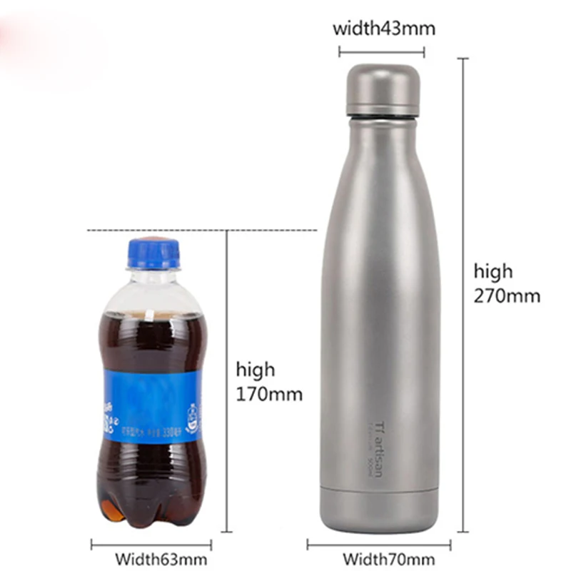 

Tiartisan 500ml Bottle Outdoor Water Bottle Titanium Double Walled Vacuum Insulated Backpacking Sports Water Bottle Ta8395