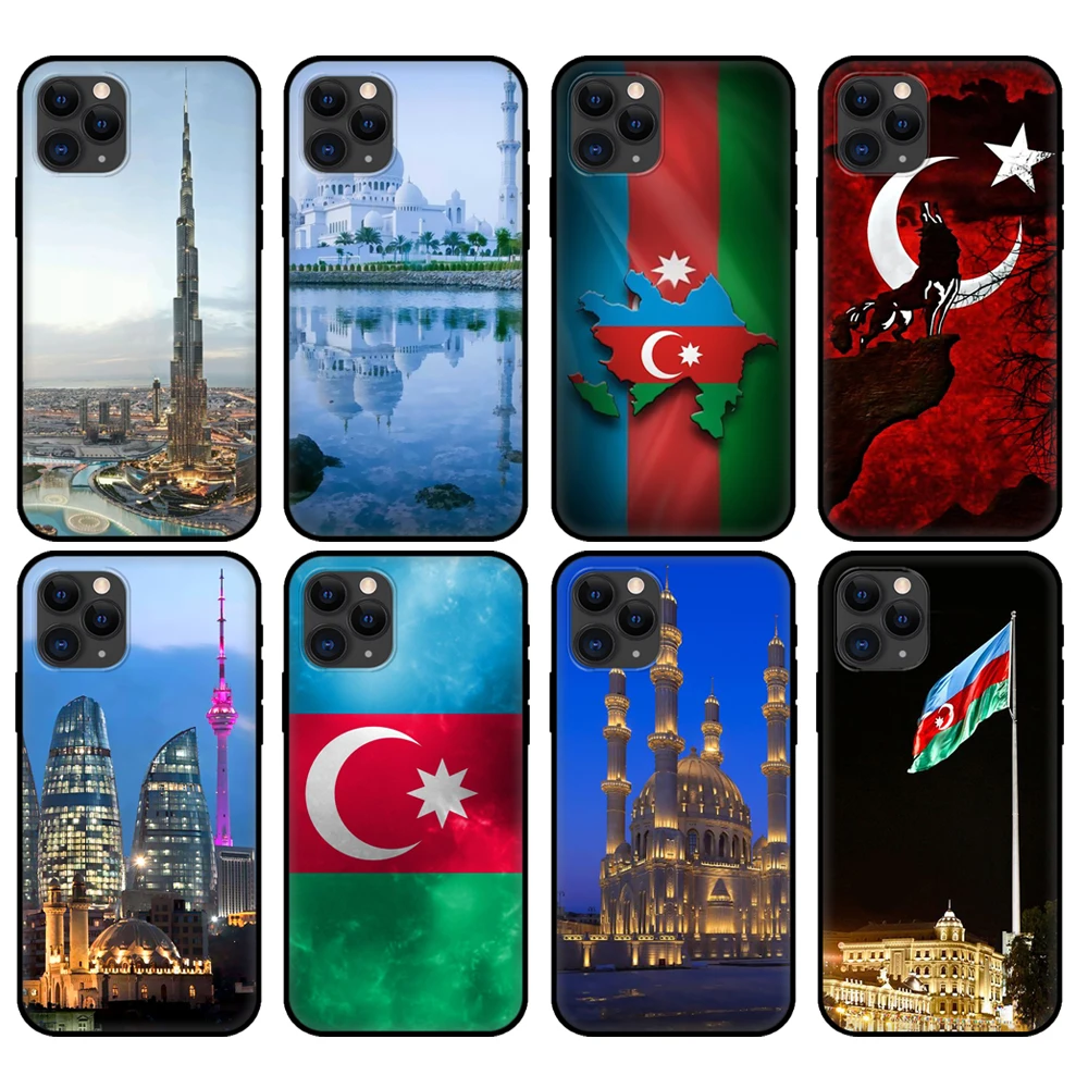Черный чехол из ТПУ для iphone 5 5s se 6 6s 7 8 plus x 10 XR XS 11 pro MAX с флагом Азербайджана