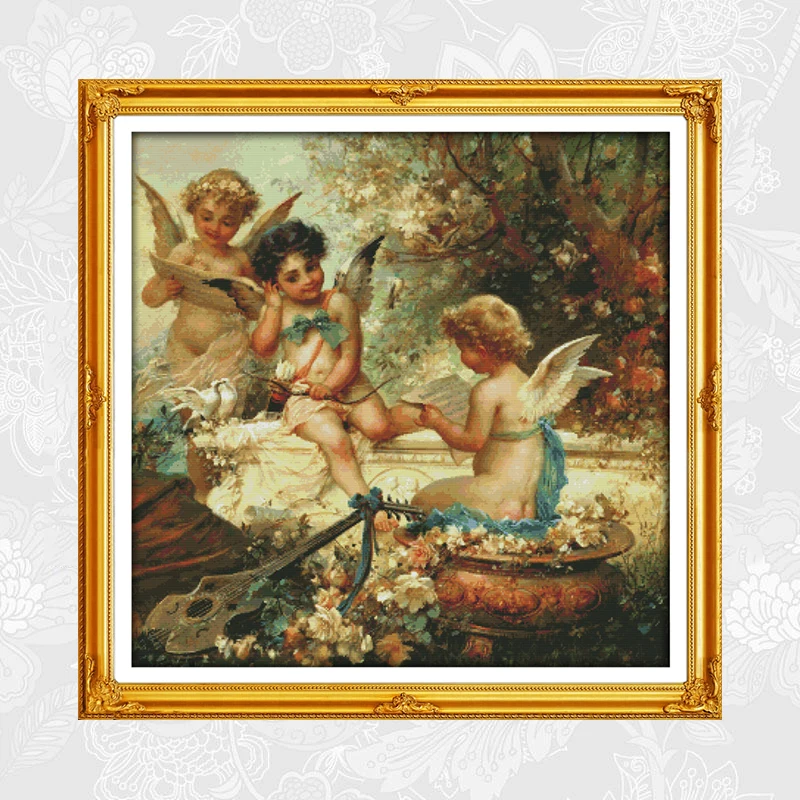 

Cherubs в саду, Набор для вышивки крестиком, 11CT 14CT, сделай сам, ручная работа, фабрика, оптовая продажа