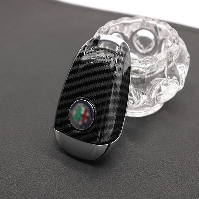 QHCP Car Key Case Cover Smart Remote Shell Holder Protector 3D Bag For Alfa Romeo Giulia Stelvio Modification Accessory | Автомобили и