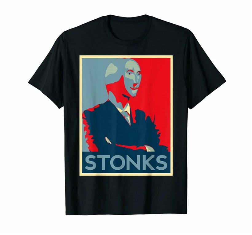 Stonks Meme Stockbroker смешной Surreal стоковый человек черная футболка S-6Xl Верхняя одежда |