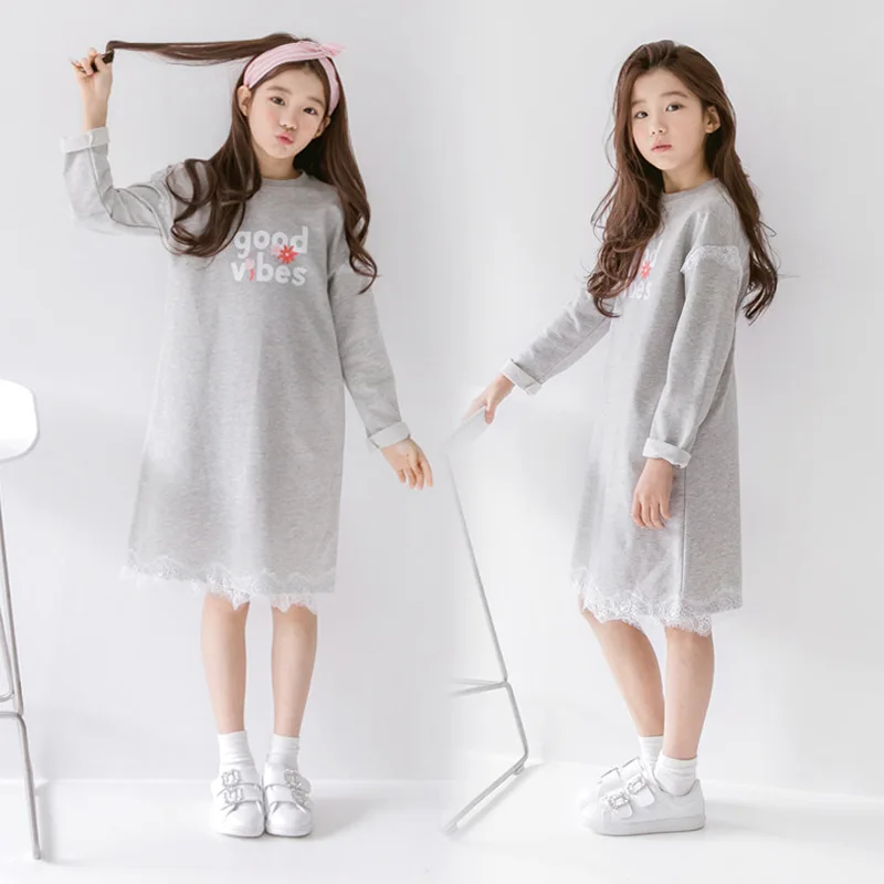 Child Girl Princess Dress Fall Autumn Spring Long Sleeve Teen Lace Clothes Dresses 5 6 7 8 9 10 11 12 13 14 15 Year | Детская одежда и