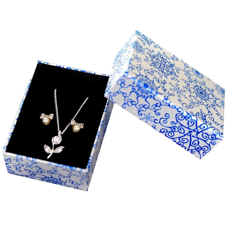 Fashion Blue and White China Ring Box Earring Packaging Necklace Packing Jewelry Set Gift 50pcs/lot Jewellery Organizer box | Украшения и