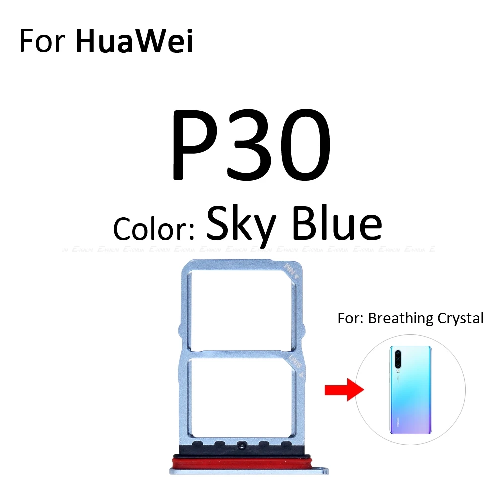 Высокое качество Micro SD/Sim карты лоток гнездо адаптер для HuaWei P30 Pro Lite Разъем Держатель Слот ридер детали контейнера - Цвет: For P30 Sky Blue