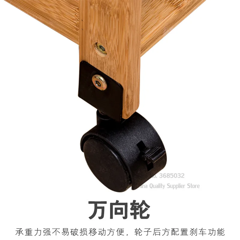 Bamboo Nightstands with Wheel Bedroom Bedside Cabinet Living Room Tea Table Removable Storage Economy | Мебель