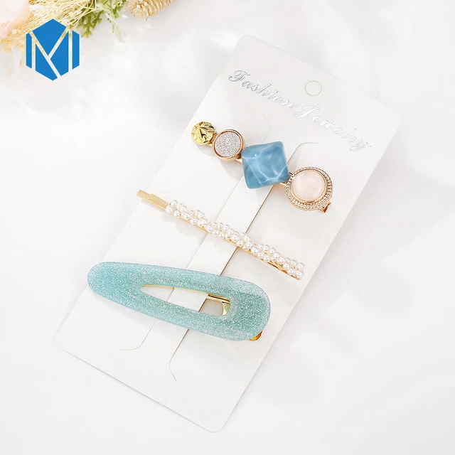 3pcs drop blue M MISM INS Круглый корейский Кристалл Сплав заколки для волос Макарон цвет заколки BB шпильки Заколки для женщин обувь девочек аксессуары для волос - Цвет: 3pcs drop blue