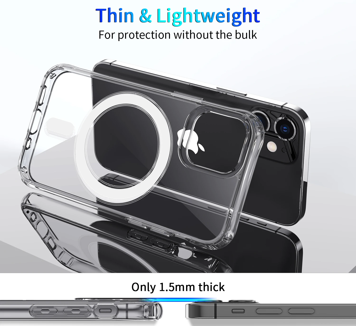 

For iPhone 12 Pro Max Back PC+TPU Shockproof Full Lens Protection Cover For iPhone 11 Magnetic Case Transparent Case