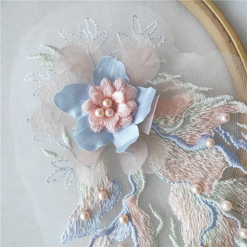 

1pc beaded lace applique patch for wedding dresses 3d floral rhinestone lace appliques patches decorative parches floral