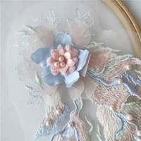 1pc beaded lace applique patch for wedding dresses 3d floral rhinestone lace appliques patches decorative parches floral
