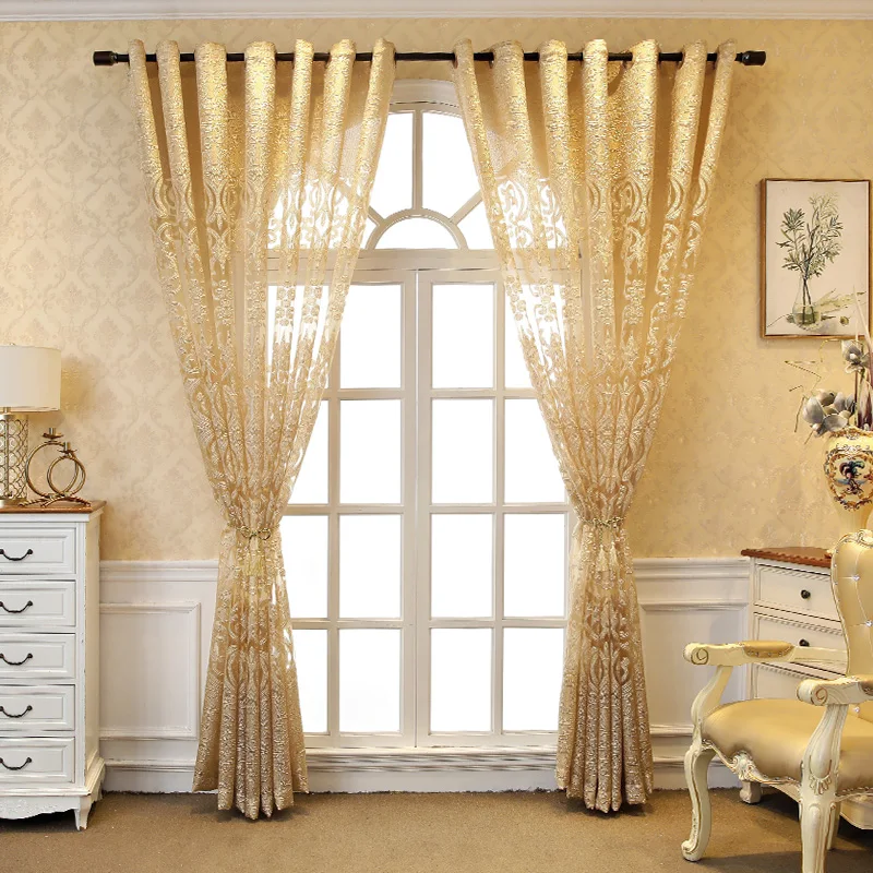 European Luxury Embroidered Hollow Curtain for Living Room Elgent Fabric Bedroom French Windows Full Top | Дом и сад