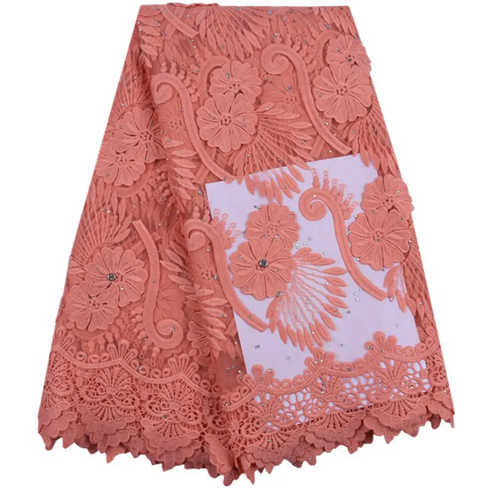 Nigerian Lace Fabric 2019 High Quality Milk Silk With Stones Rose Red African Net S1605 | Дом и сад