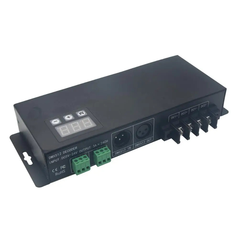 TZT красный зелёный синий DMX декодирование драйвера 24 канала DMX512 мощность декодер