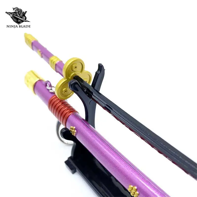 

Pirate King Piece Roronoa Zoro Sword Enma Kozuki Oden Black Blade Small Samurai Katana Model Metal Replica Keychain Collection