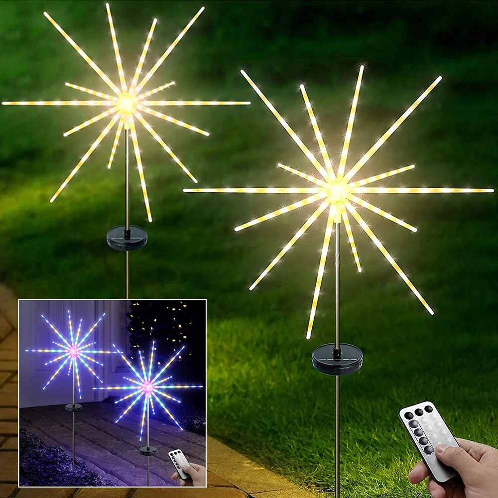 

Solar LED Firework Light With Remote Control Starry Starburst Lights Waterproof Outdoor Garden Landscape Lamp Christmas Decor