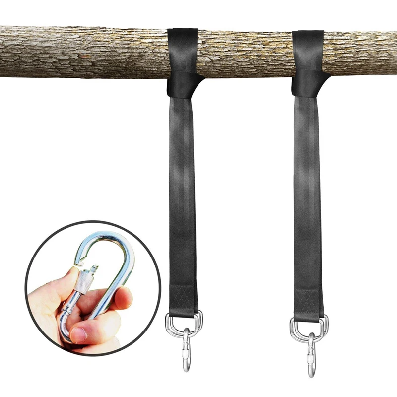 

1 Pair Tree Swing Hanging Kit Hammock Straps Rope Carabiner 1050 lb Load Capacity OutDoor Camping Hiking Hammock Hanging Belt