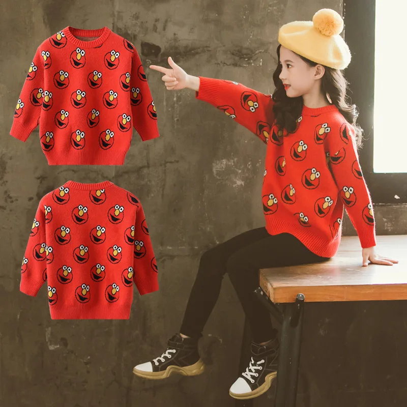 

Girls Sweater Kids Coat Outwear 2021 Cartoons Thicken Warm Winter Autumn Knitting Tops Cotton Teenager Pullover Children's Cloth