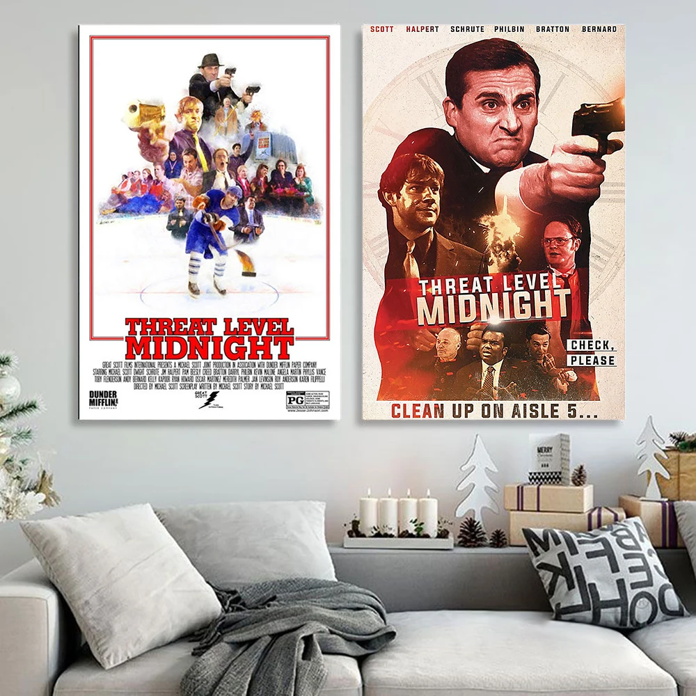 

Threat Level Midnight Poster The Office Favorite Tv Show Canvas Painting Michael Scott Prison Mike Wall Picture Art Decoration