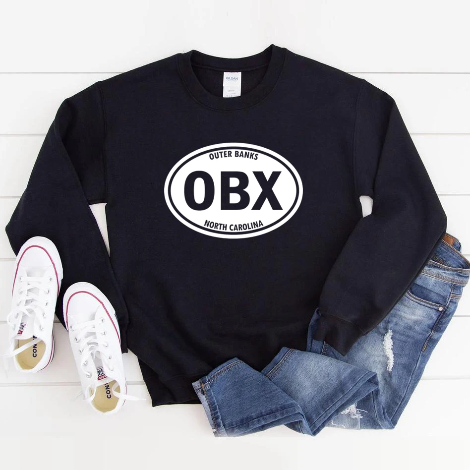 Винтажный свитшот с принтом внешних банков толстовки OBX Северная Каролина