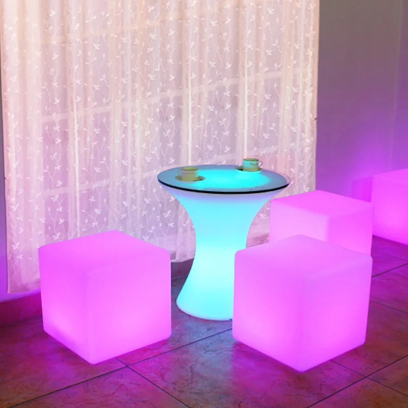40*40*40 см RGB светящийся светодиодный стул в форме Куба с перезаряжаемым пультом
