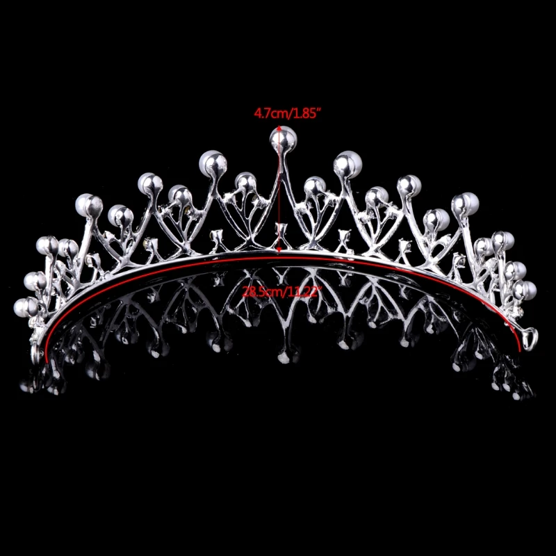 

Shiny Faux Pearl Princess Crown Headband Rhinestone Wedding Tiara Bride Prom New