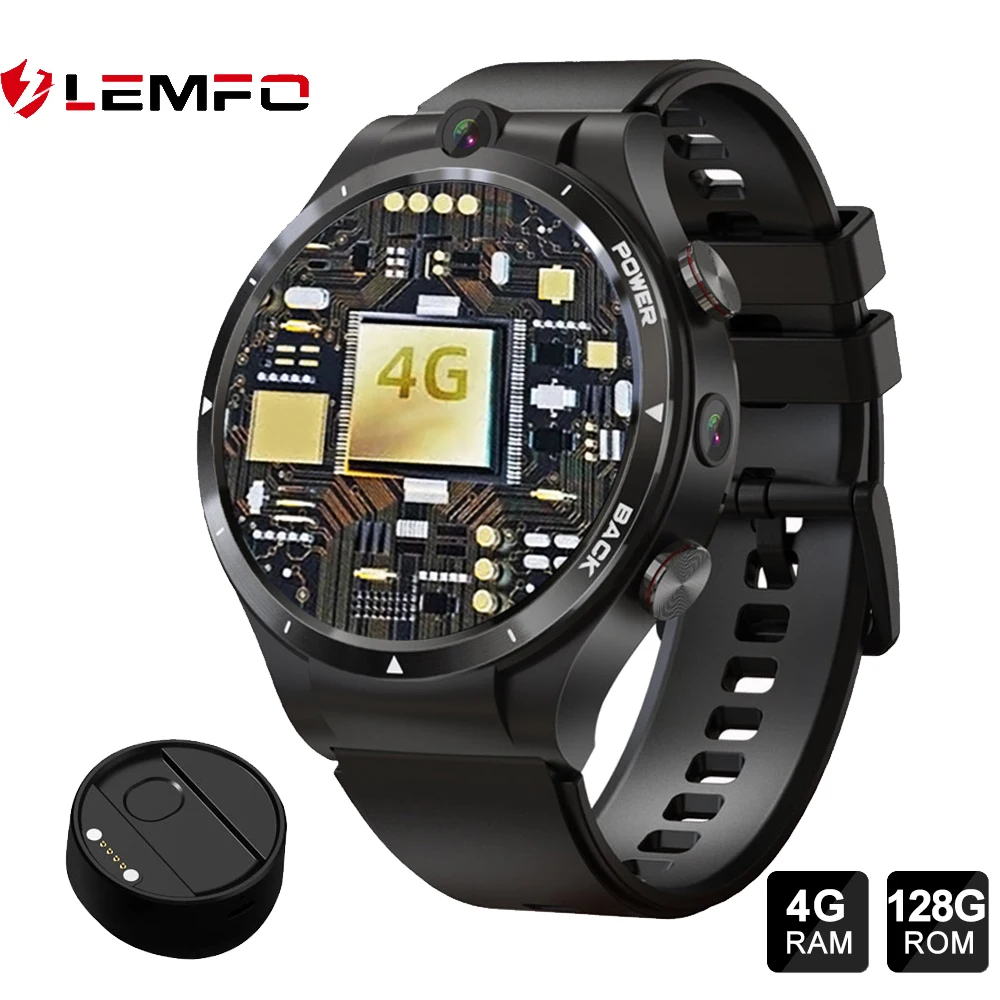 

LEMFO Smart Watch Men LEM15 4G RAM 128GB ROM GPS Wifi Dual Cameras 900Mah Big Battery Smartwatch Android 10.7